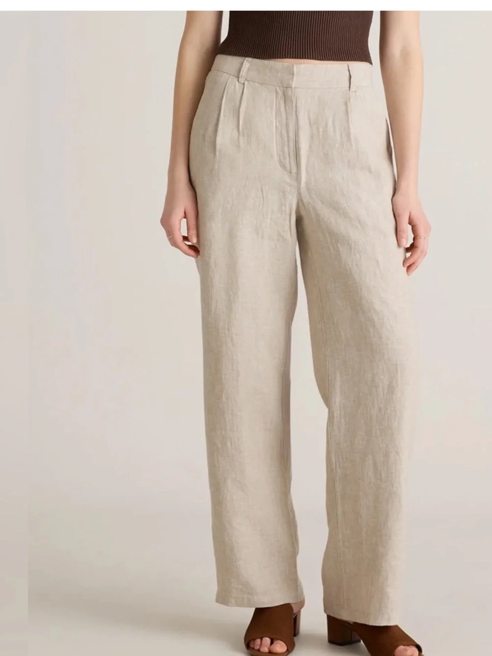 Quince 100% European Linen Waist Pleated Trouser Flax  size 8